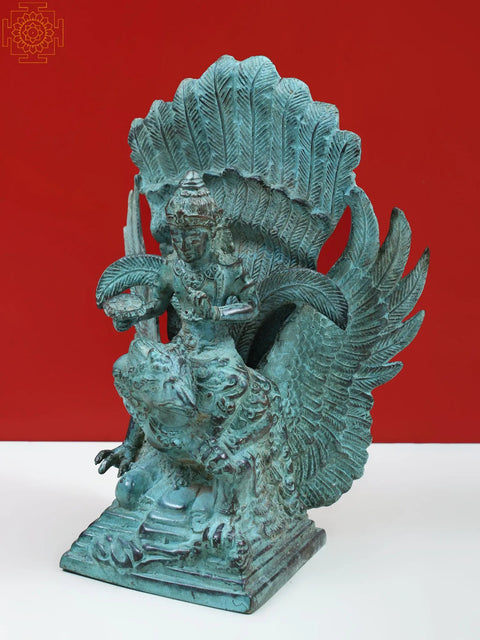 8" Brass Lord Vishnu Seated on Garuda