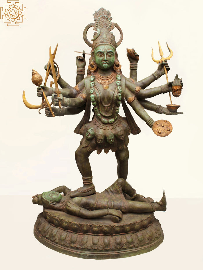 43" Brass Large Goddess Kali Sculpture | Religious Figurine