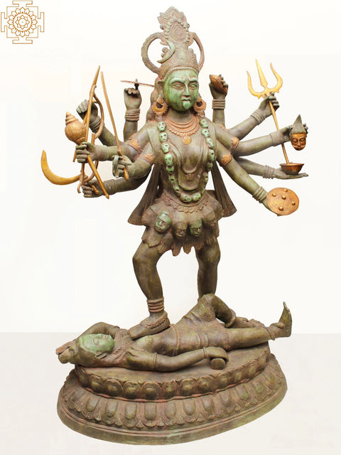 43" Brass Large Goddess Kali Sculpture | Religious Figurine