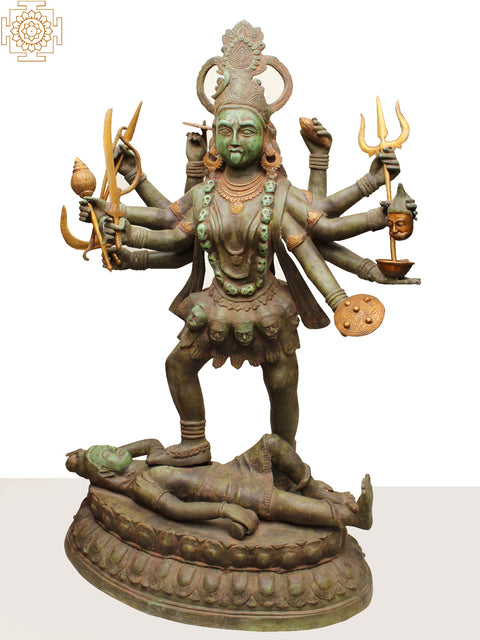 43" Brass Large Goddess Kali Sculpture | Religious Figurine