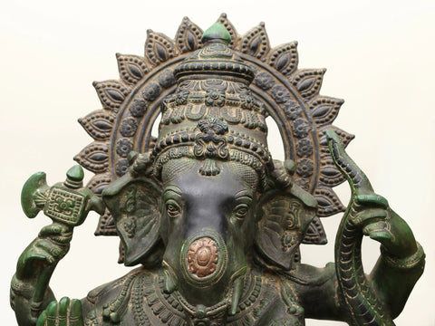 45" Large Lord Dancing Ganesha on Snake