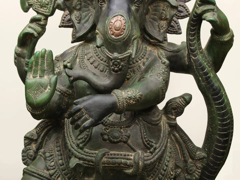 45" Large Lord Dancing Ganesha on Snake
