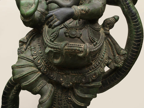 45" Large Lord Dancing Ganesha on Snake