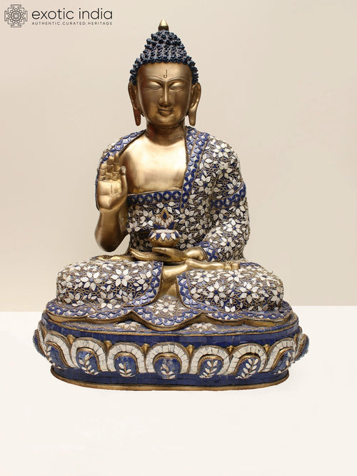 22" Brass Gautam Buddha Preaching Statue for Home Decor