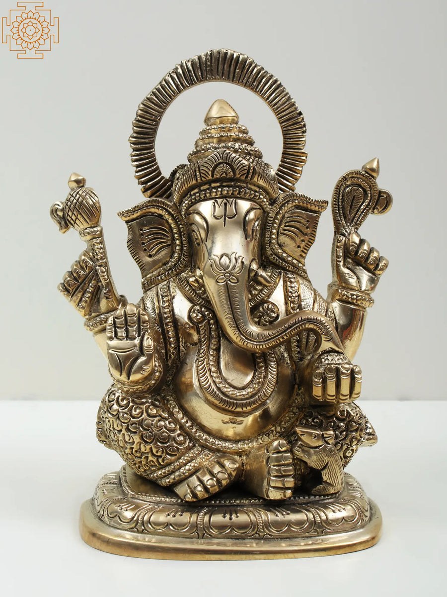6" Brass Ganesha Idol for Home Pooja