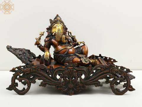 14" Relaxing Ganesha Brass Statue
