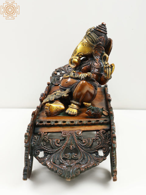 14" Relaxing Ganesha Brass Statue