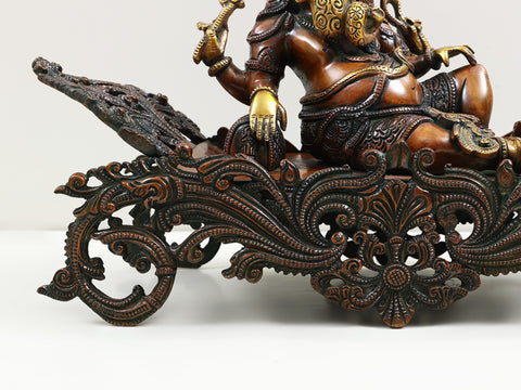 14" Relaxing Ganesha Brass Statue