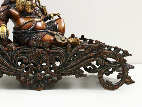 14" Relaxing Ganesha Brass Statue