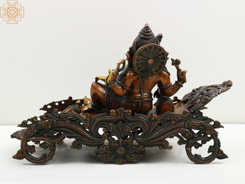 14" Relaxing Ganesha Brass Statue