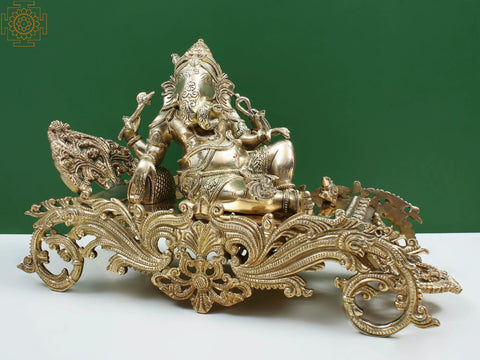 14" Relaxing Ganesha Brass Statue