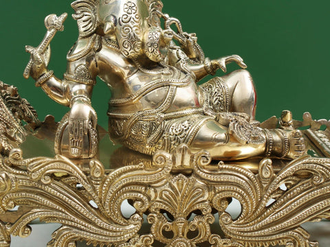 14" Relaxing Ganesha Brass Statue