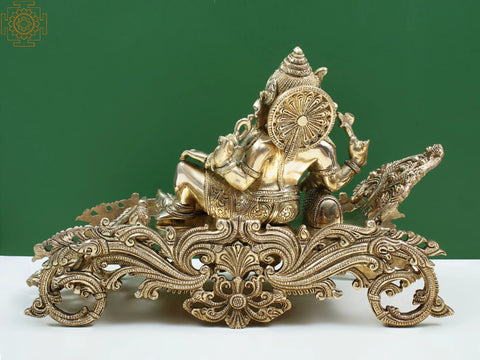 14" Relaxing Ganesha Brass Statue