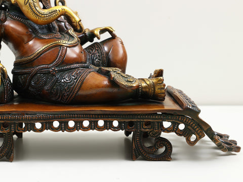 11" Relaxing Ganesha Brass Statue