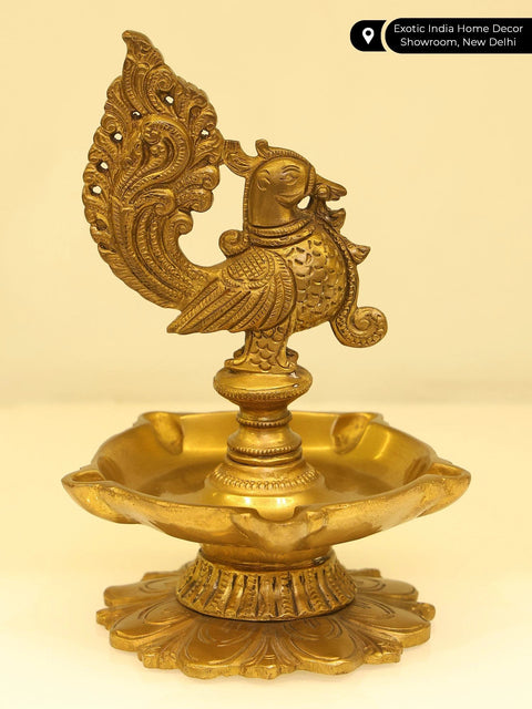7" Brass Peacock Diya