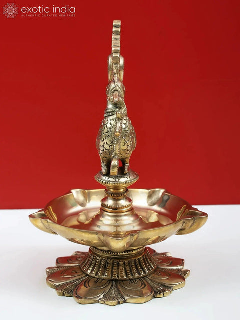 7" Brass Peacock Diya