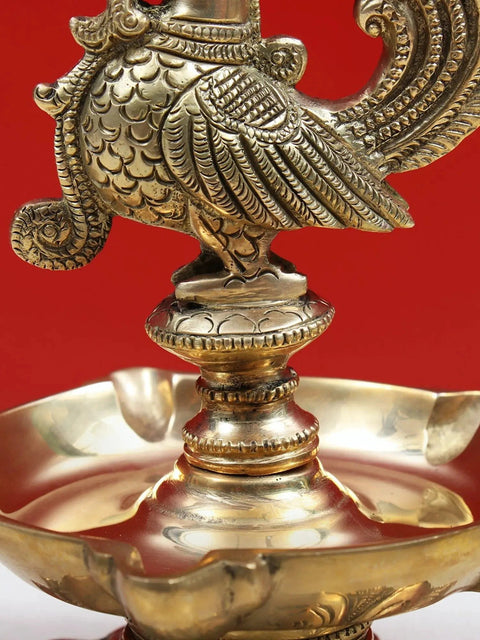 7" Brass Peacock Diya