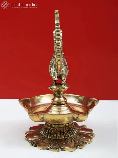7" Brass Peacock Diya