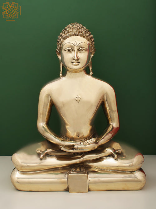 Handmade Brass Mahavir Swami Jain Idol for Pooja