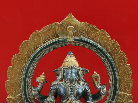 15" Brass Four-Armed Ekadanta Ganesha