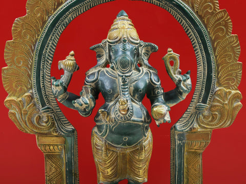 15" Brass Four-Armed Ekadanta Ganesha