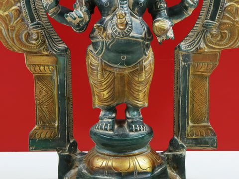 15" Brass Four-Armed Ekadanta Ganesha