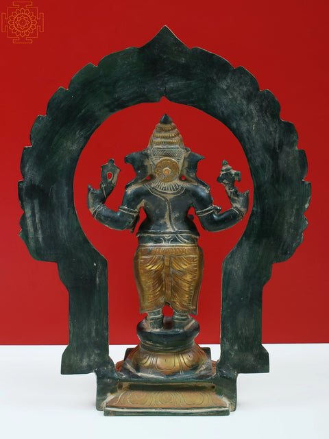 15" Brass Four-Armed Ekadanta Ganesha