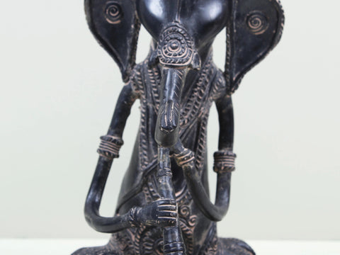 11" Brass Ganesha Playing Shehnai