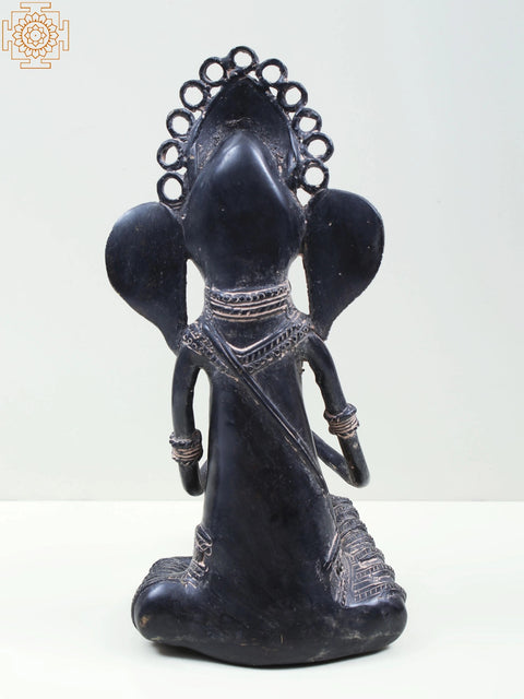 11" Brass Ganesha Playing Shehnai