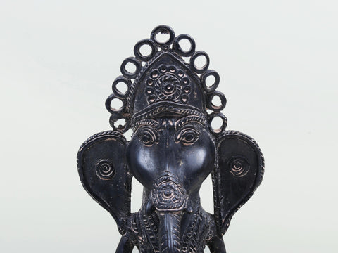 11" Brass Ganesha Playing Drum