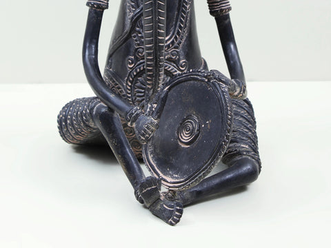 11" Brass Ganesha Playing Drum