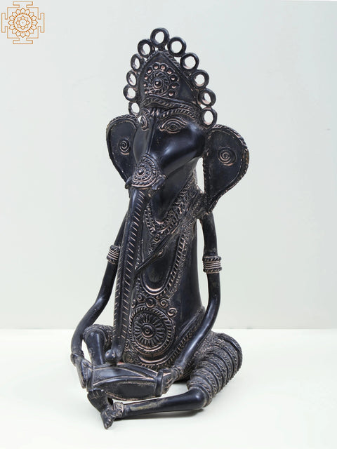 11" Brass Ganesha Playing Tabla
