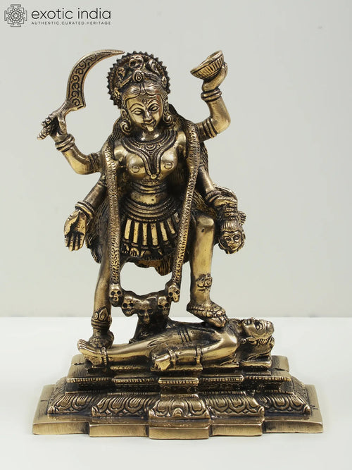 7" Brass Goddess Kali Statue for Home Pooja