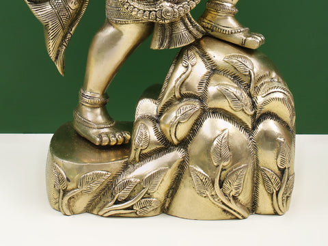 Brass Veer Hanuman Ji Statue Lifting the Sanjeevani Mountain