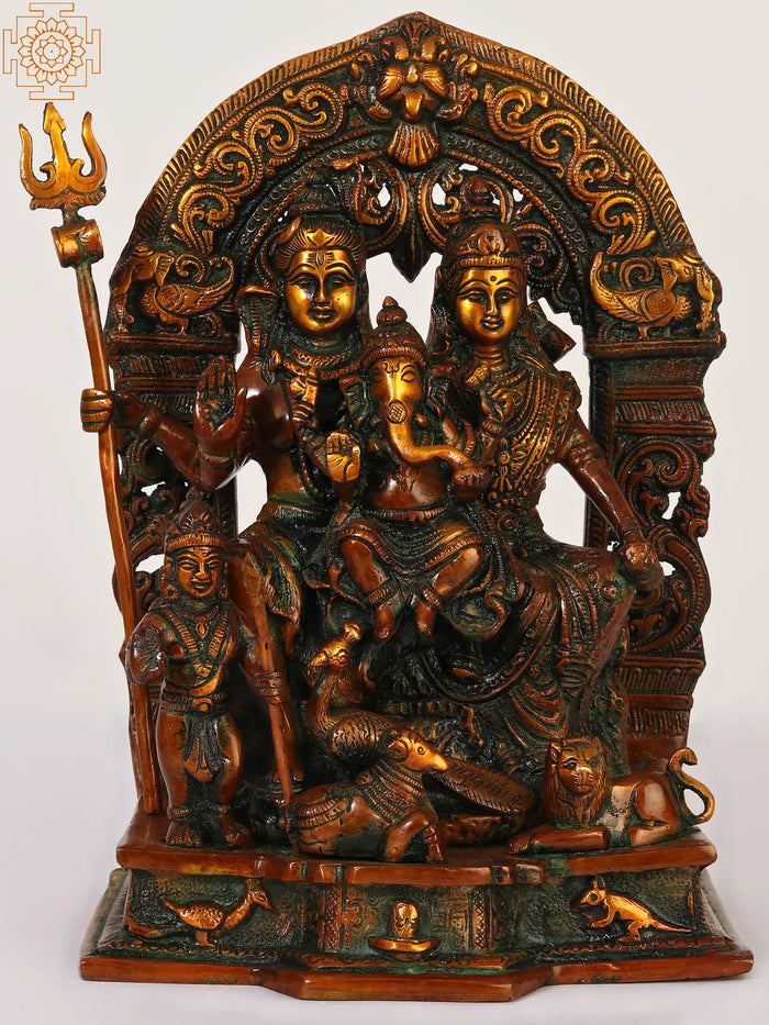 12" Shiva Parivar Brass Idol Handmade Home Decor