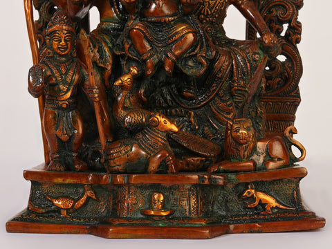 12" Shiva Parivar Idol Sculpted in Brass | Home Decor Gift