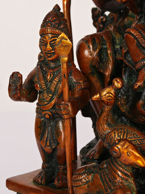 12" Shiva Parivar Idol Sculpted in Brass | Home Decor Gift