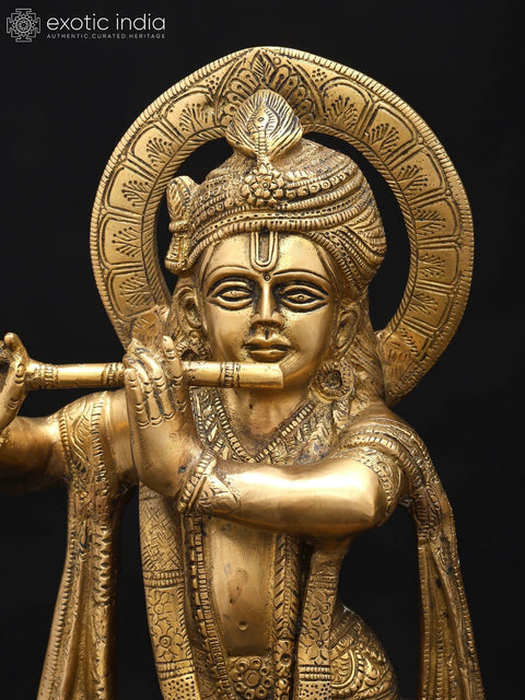 15" Brass Standing Radha Krishna