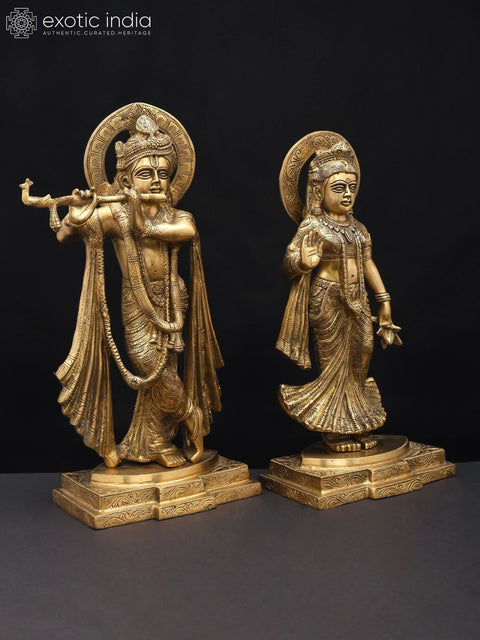 15" Brass Standing Radha Krishna