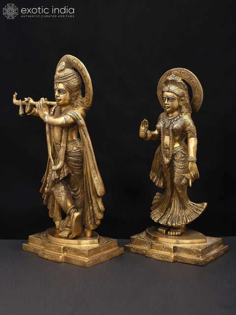 15" Brass Standing Radha Krishna