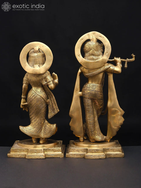 15" Brass Standing Radha Krishna