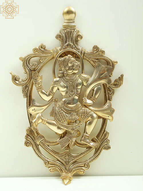 13" Brass Lord Hanuman Wall Hanging Statue for Home Decor