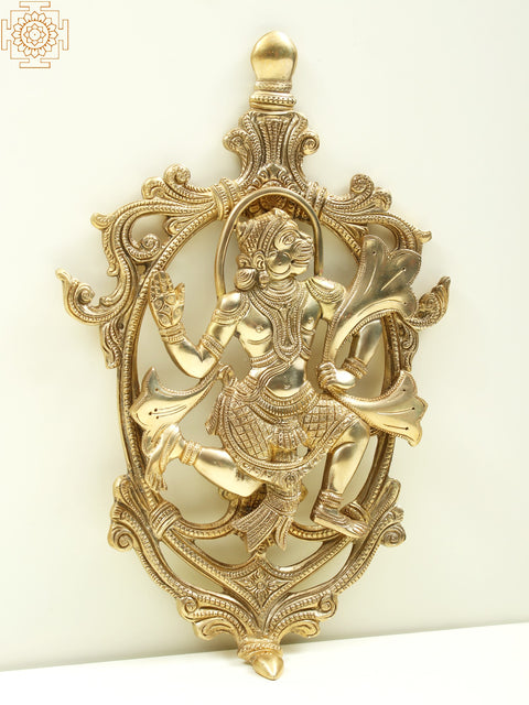 13" Brass Lord Hanuman Wall Hanging