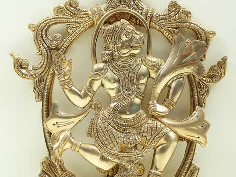 13" Brass Lord Hanuman Wall Hanging