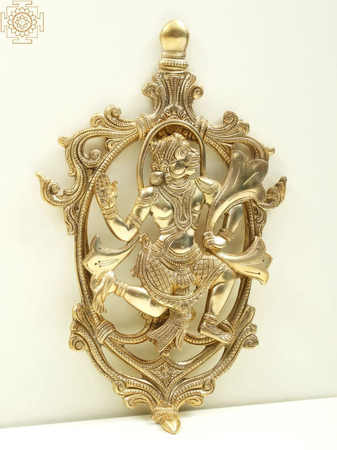 13" Brass Lord Hanuman Wall Hanging