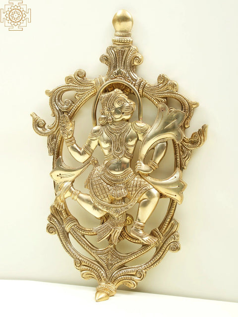 13" Brass Lord Hanuman Wall Hanging