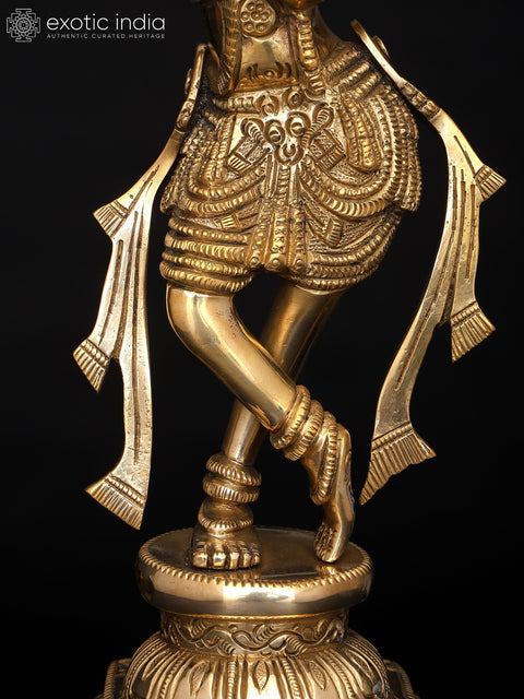 12" Brass Lord Krishna Playing Flute