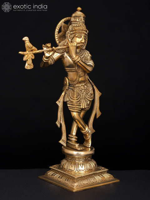 12" Brass Lord Krishna Playing Flute