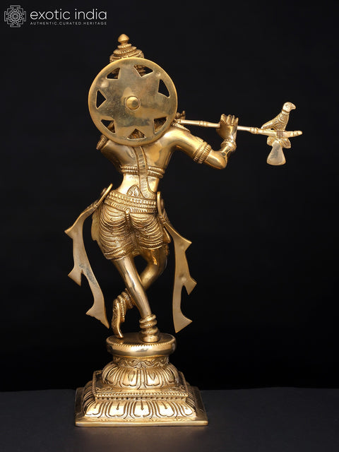 12" Brass Lord Krishna Playing Flute