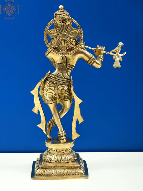 12" Brass Lord Krishna Playing Flute